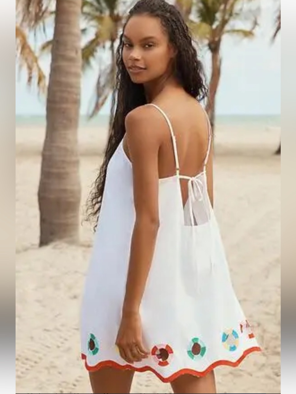 Backless White Embroidered Summer Dress